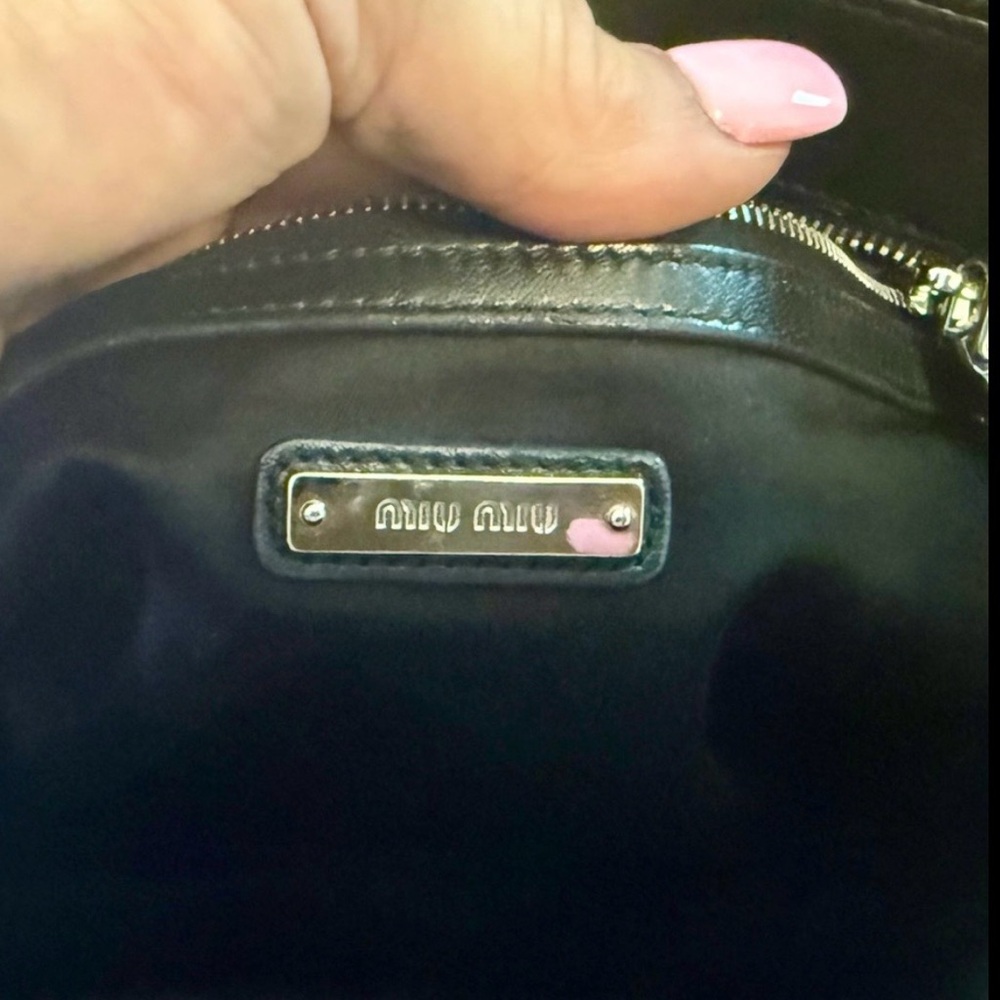 Miu Miu Black Matelassé Nappa Leather Crystal 2-Way Handbag Shoulder Tote Bag - Picture 12 of 16